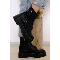 Thick Sole Boots Black Patent Leather - 10159.264.