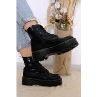 Thick Sole Boots Black Patent Leather - 10159.264.