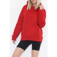 Kanguru Cep Oversize Sweat Kırmızı - 3080.275.