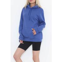 Kanguru Cep Oversize Sweat Mavi - 3080.275.