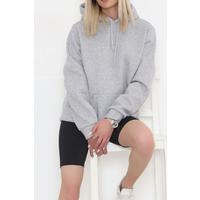 Kanguru Cep Oversize Sweat Gri - 3080.275.