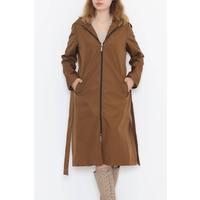 Light brown trench coat with leopard print and hood - 11611.683.