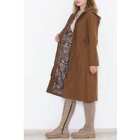 Light brown trench coat with leopard print and hood - 11611.683.