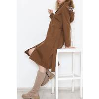 Light brown trench coat with leopard print and hood - 11611.683.