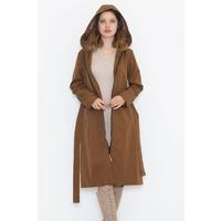 Light brown trench coat with leopard print and hood - 11611.683.