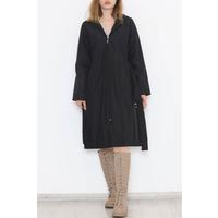 Black trench coat with leopard print and hood - 11611.683.