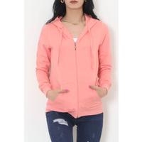 Kapşonlu Fermuarlı Sweat Pembe - 11866.108.