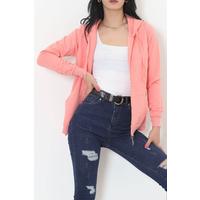 Kapşonlu Fermuarlı Sweat Pembe - 11866.108.