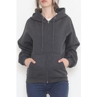 Kapşonlu Oversize Sweat Füme - 12357.053.