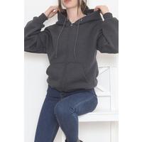 Kapşonlu Oversize Sweat Füme - 12357.053.