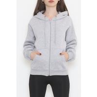 Kapşonlu Oversize Sweat Gri - 12357.053.