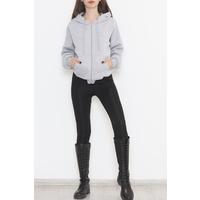 Kapşonlu Oversize Sweat Gri - 12357.053.