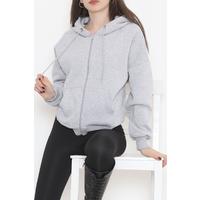 Kapşonlu Oversize Sweat Gri - 12357.053.