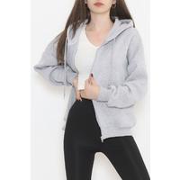 Kapşonlu Oversize Sweat Gri - 12357.053.