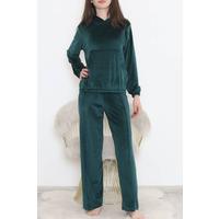 Hooded Velvet Suit Emerald - 466.1287.