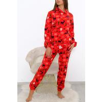 Hooded Fleece Suit Red Patterned - 344.1287.