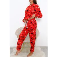 Hooded Fleece Suit Red Patterned - 344.1287.