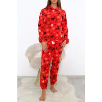 Hooded Fleece Suit Red Patterned - 344.1287.