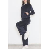 Hooded Velvet Suit Navy - 466.1287.