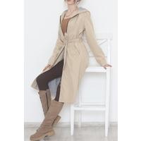 Hooded Leopard Detail Trench Coat Stone1 - 11611.683.