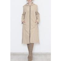 Hooded Leopard Detail Trench Coat Stone1 - 11611.683.