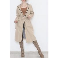 Hooded Leopard Detail Trench Coat Stone1 - 11611.683.