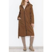 Light brown trench coat with leopard print and hood - 11611.683.