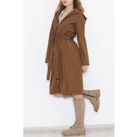 Light brown trench coat with leopard print and hood - 11611.683.