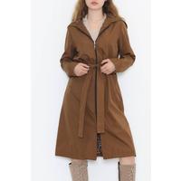 Light brown trench coat with leopard print and hood - 11611.683.