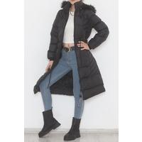 Furry Hooded Coat Black - 1788.1555.