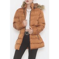 Coat with Fur Hood - Tan - 22105.1555.