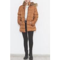 Coat with Fur Hood - Tan - 22105.1555.