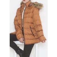 Coat with Fur Hood - Tan - 22105.1555.