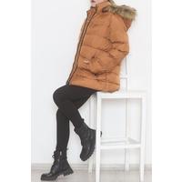 Coat with Fur Hood - Tan - 22105.1555.