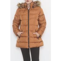 Coat with Fur Hood - Tan - 22105.1555.