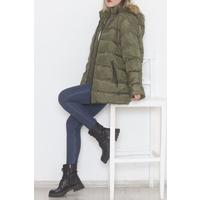 Furry Hooded Coat Khaki - 22105.1555.