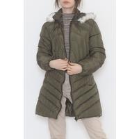 Furry Hooded Coat Khaki - 5129.1555.