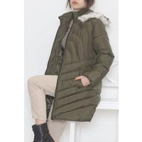 Furry Hooded Coat Khaki - 5129.1555.