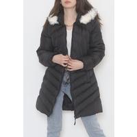 Furry Hooded Coat Black - 5129.1555.