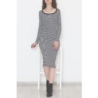 Square Neck Dress Black and White - 11764.1567.