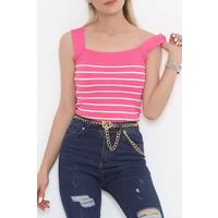 Square Neck Striped Tank Top Fuchsia - 955.1019.