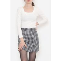 Stretch Slit Short Skirt Black and White - 12289.316.