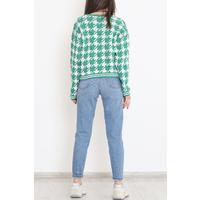 Houndstooth Crop Buttoned Cardigan Green - 15157.1319.