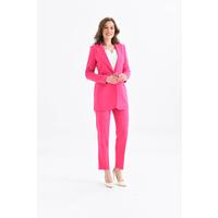 Belt Detail Gold Button Suit Fuchsia