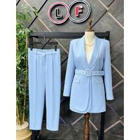 Belted Double Cover Suit Baby Blue