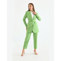 Belted Double Cap Suit Pistachio Green