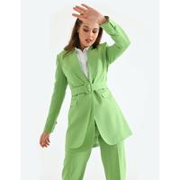 Belted Double Cap Suit Pistachio Green