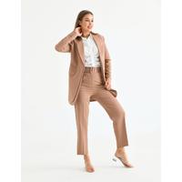 Belted Double Cap Suit Tan