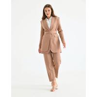 Belted Double Cap Suit Tan