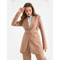 Belted Double Cap Suit Tan